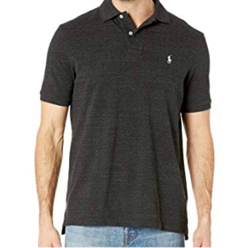RALPH LAUREN -Polo by Ralph Lauren Men's Mesh Polo Shirt in Black Gray